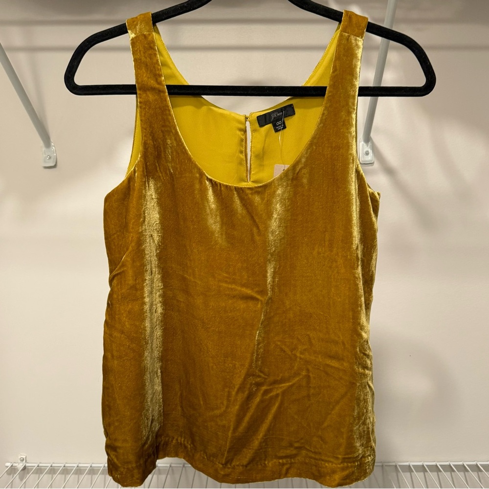NWT: J.Crew Yellow Gold Velvet Tank Top Size 00